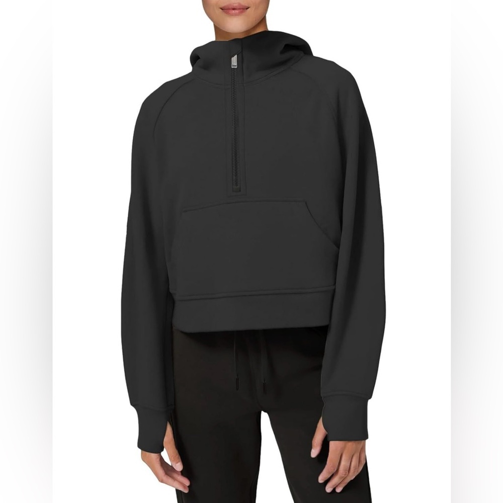 Cropped Black Quarter Zip Hoodie